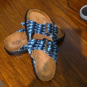 Corkys Blue and Black Sandals